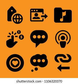 signal, paper, render, content, top and chain icon vector set. Flat vector design with filled icons. Designed for web and software interfaces
