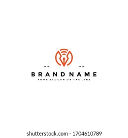 signal pen logo design vector template