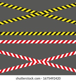 Signal prohibition tapes of different colors on a gray background
