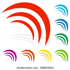 Signal, radiation, emission, waves shape in 8 color