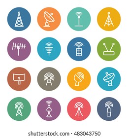 Signal and radio tower vector objects