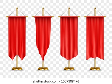 Blank Red Pennant Flag Mockup Banner Stock Vector (royalty Free) 1642239232