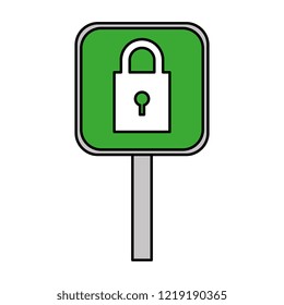 signal with safe secure padlock