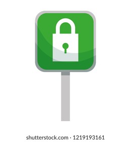 signal with safe secure padlock