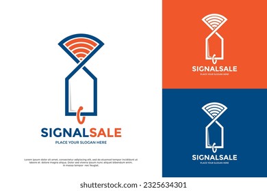 Signal sale vector logo template. This design use wifi and shopping symbol.