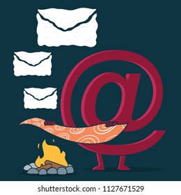 At Signal Sending Email Smoke Signs Vector Illustration. Communication, Connected, Business, People, Sharing Design Concept