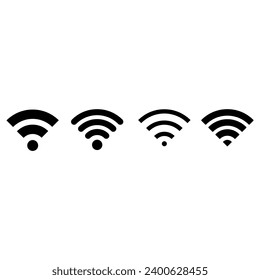 Signal set vector icons. Radio signals waves and light rays, radar, wifi, antenna and satellite signal symbols. Wireless technologys. Vector illustration.