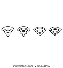 Signal set vector icons. Radio signals waves and light rays, radar, wifi, antenna and satellite signal symbols. Wireless technologys. Vector illustration.