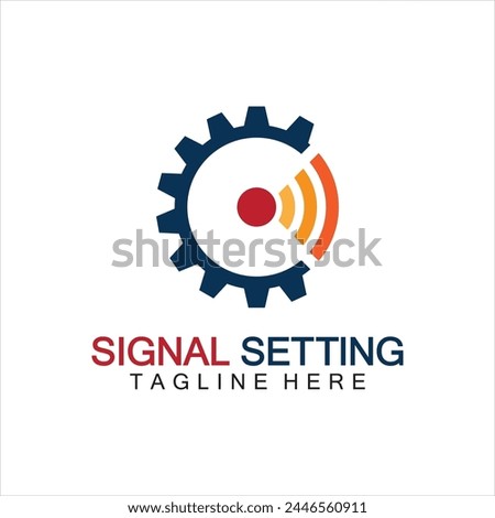 signal setting logo with gear and signal composition, logo for setting Connection, Signal, Internet, Telephone, Radio, Computer, Wifi, Communication, Antenna.