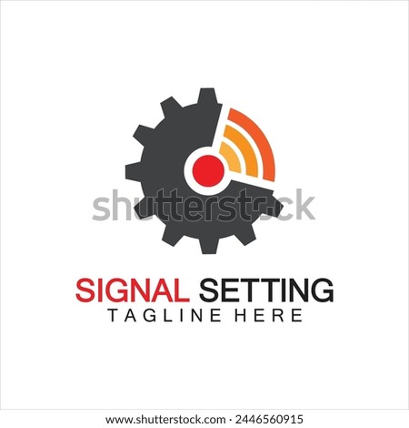 signal setting logo with gear and signal composition, logo for setting Connection, Signal, Internet, Telephone, Radio, Computer, Wifi, Communication, Antenna.