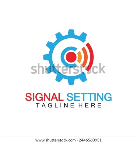 signal setting logo with gear and signal composition, logo for setting Connection, Signal, Internet, Telephone, Radio, Computer, Wifi, Communication, Antenna.
