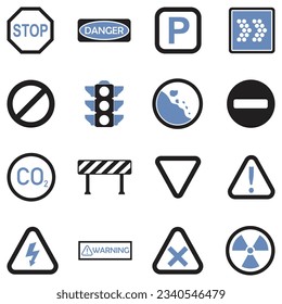 Signal Signs Icons. Two Tone Flat Design. Vector Illustration.