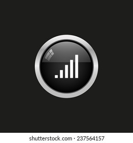 signal strength indicator, black button, vector