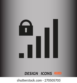 signal strength indicator, closed access. icon. vector design