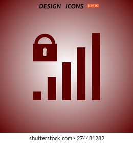 signal strength indicator, closed access. icon. vector design