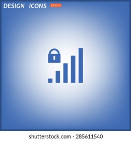 signal strength indicator, closed access. icon. vector design