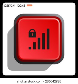 signal strength indicator, closed access. icon. vector design