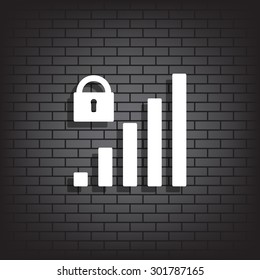 signal strength indicator, closed access. icon. vector design
