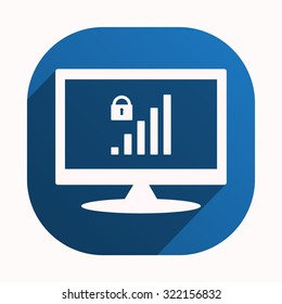 signal strength indicator, closed access. icon. vector design, blue button for Mobile Applications