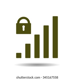 signal strength indicator, closed access. icon. vector design
