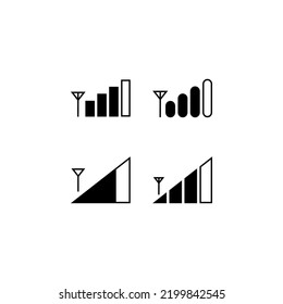 Signal strength indicator colection, mobile phone bar status icon. network connection level sign isolated on white backround