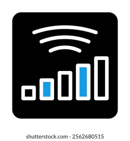 Signal strength indicator icon. Concept of wireless network, connection, and communication.