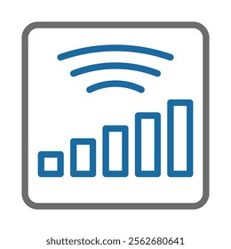 Signal strength indicator icon. Concept of wireless network, connection, and communication.