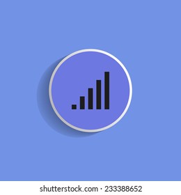 signal strength indicator icon on a blue background with shadow
