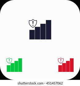 Signal strength indicator Illustration set. Blue, green, red icon.