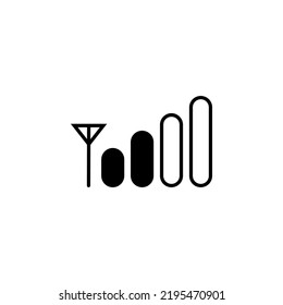 Signal strength indicator, mobile phone bar status icon. network connection level sign isolated on white backround