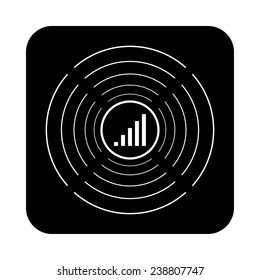 signal strength indicator on a black background with white circles, vector, EPS 10