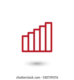 Signal strength indicator - red vector  icon with shadow