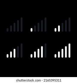 Signal Strength Indicator Set, Mobile Phone Bar Status Icon. No Signal Symbol, 4g And 5g Network Connection Level Sign. Vector Illustration For Web, App, Design Interface.