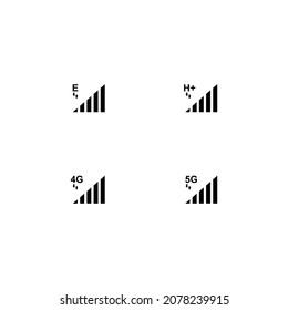 The signal strength indicator is set.  Network connection level sign isolated on white. Vector illustration for web, app, interface design.