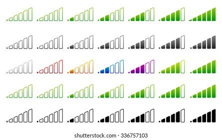 Signal strength indicator template. (Wi-fi, wireless connection, antenna signal strength)