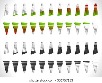 Signal strength indicator template. (Wi-fi, wireless connection, antenna signal strength)