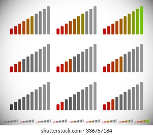 Signal strength indicator template. (Wi-fi, wireless connection, antenna signal strength)