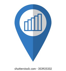 Signal strength indicator - vector icon; blue map  pointer