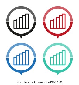 Signal strength indicator - vector icon; map pointer;  message bubble