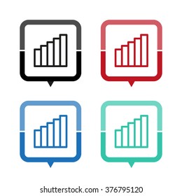 Signal strength indicator - vector icon; map pointer;  message bubble