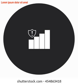 Signal strength indicator web icon. Gray circle button with white illustration.