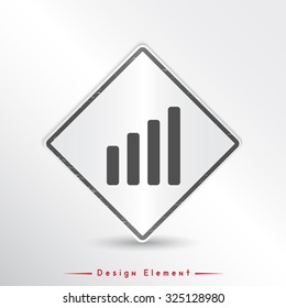 Signal strength indicators. Flat design style. Made vector illustration. Emblem or label with shadow.