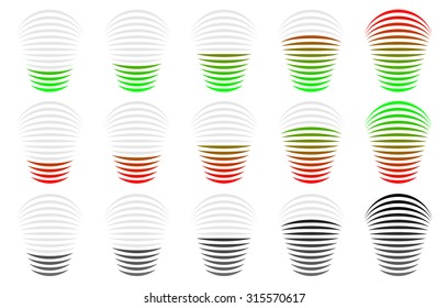 Signal strength, progress, level indicators.