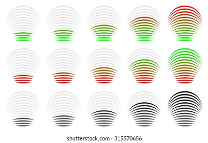 Signal strength, progress, level indicators.