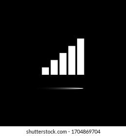 Signal strength volume icon level 5 or full level on black background.