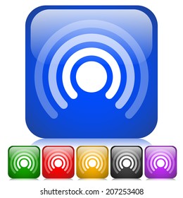 Signal symbol on graphics with fading waves, vector
