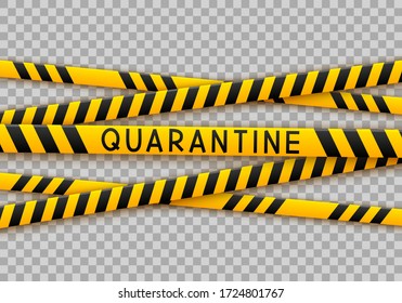 Signal tape border for quarantine coronavirus design on transparent background