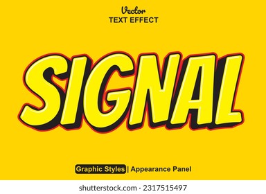 efecto de texto de señal con estilo gráfico amarillo y modificable.
