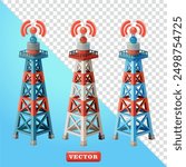 Signal tower. 3d vector, Suitable for technology, telecommunications and design elements