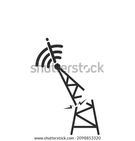 signal tower broken and collapsed vector illustration design web
